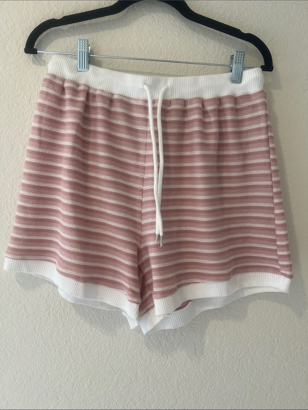 Petal & Pup Women's S, Striped Pink Athletic Lounge Shorts with Drawstring Waist
